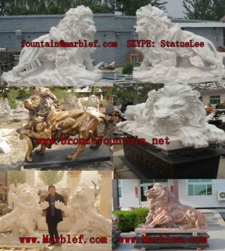 Marble Lion Sculptures